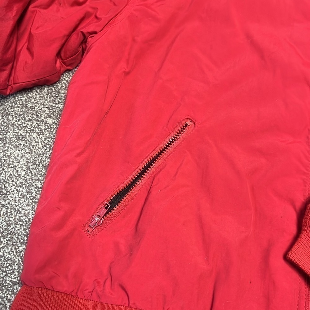 Vintage LL Bean Jacket Mens L Red Warm Up Bomber Full Zip Fleece Lined 90s - Picture 2 of 5